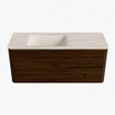 Mondiaz CIRO-DLUX Badkamermeubelset - 120x45x50cm - Solid surface wastafel Meli - 1 wasbak Links - zonder kraangaten - 2 lades - Walnut SW1530499