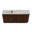 Mondiaz JOYA-DLUX 91.6cm toiletmeubel - ronding rechts kleur Walnut - Wastafel FAYE positie Links Zonder kraangat kleur Glace. SW1422403