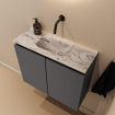 MONDIAZ TURE-DLUX Meuble toilette - 60cm - Dark Grey - EDEN - vasque Glace - position centrale - sans trou de robinet SW1103221