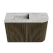 Mondiaz JOYA-DLUX Meuble de salle de bains - 61,6cm - arrondi droit couleur Shadow - Vasque FAYE position Gauche Sans trou de robinet couleur Glace SW1422765