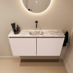MONDIAZ TURE-DLUX Meuble toilette - 100cm - Rosee - EDEN - vasque Glace - position centrale - sans trou de robinet SW1103481