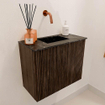 Mondiaz JOYA-DLUX 50cm toiletmeubel - kleur Walnut - Wastafel FAYE positie Midden Zonder kraangat kleur Lava. SW1422404