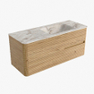 Mondiaz CIRO-DLUX Badkamermeubelset - 120x45x50cm - Solid surface wastafel Frappe - 1 wasbak Rechts - zonder kraangaten - 2 lades - Oak SW1530853