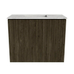 Mondiaz JOYA-DLUX 50cm toiletmeubel - kleur Shadow - Wastafel FAYE positie Links Zonder kraangat kleur Glace. SW1422745