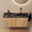 MONDIAZ TURE-DLUX Meuble toilette - 80cm - Washed Oak - EDEN - vasque Lava - position droite - sans trou de robinet SW1104128