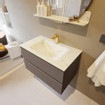 Mondiaz VICA-DLUX ensemble de meuble de salle de bain - 80cm - meuble sous-vasque fumée - 2 tiroirs - lavabo encastré nuage milieu - 1 trou de robinet - version haute 60cm - opalo SW1087842