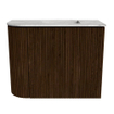 Mondiaz JOYA-DLUX Meuble de toilette 51,6cm - arrondi gauche couleur Walnut - Vasque FAYE position droite 1 trou de robinet couleur Glace SW1422397
