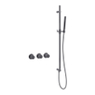Fortifura Nebbio Ensemble combiné bain - mitigeur thermostatique - barre coulissante avec coude mural intégré - flexible de douche métallique - douchette à main barre - Remplissage-vidage de baignoire - PVD gunmetal brossé SW1238029