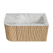 MONDIAZ KURVE-DLUX 85cm Meuble salle de bain avec module 25 G - couleur Oak - 1 tiroir - 1 porte - vasque CLOUD droite - 1 trou de robinet - couleur Glace SW1137912