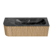 MONDIAZ KURVE-DLUX 135cm Meuble salle de bain avec module 25 G - couleur Oak - 1 tiroir - 1 porte - vasque BIG MEDIUM droite - 1 trou de robinet - couleur Lava SW1138134