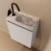 MONDIAZ TURE-DLUX Meuble de toilettes 40 cm Linen. Lavabo EDEN Glace position droite. Avec 1 trou de robinet. SW1103326