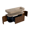 MONDIAZ THOR-DLUX 120cm meuble de salle de bains arrondi gauche + droite couleur Walnut avec 1 tiroir et 2 portes. Vasque suspendue CLOUD Droite 1 trou de robinet couleur Arena. SW1463394