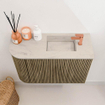 Mondiaz JOYA-DLUX Meuble de salle de bains - 61,6cm - arrondi gauche couleur Dusk - Vasque FAYE position Droite 1 trou de robinet couleur Opalo. SW1423321