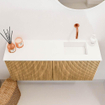 Mondiaz JOYA 90cm toiletmeubel - kleur Oak - Wastafel FAYE positie Rechts Zonder kraangat kleur Talc. SW1421112