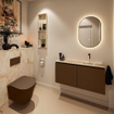MONDIAZ TURE-DLUX Meuble toilette - 100cm - Rust - EDEN - vasque Frappe - position droite - sans trou de robinet SW1103004
