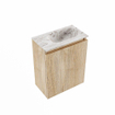 MONDIAZ TURE-DLUX Meuble WC 40 cm Washed Oak. EDEN lavabo Glace position droite. Sans trou de robinet. SW1103570