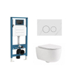 QeramiQ Dely Swirl Ensemble de toilette - réservoir encastré QeramiQ Flush - abattant fin - plaque de commande en pierre naturelle marbre blanc - boutons ronds - blanc mat SW1578410