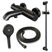 Brauer Black Edition Robinet baignoire thermostatique avec barre de douche et douchette ronde 3 jets Noir mat SW1164619