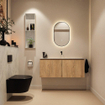MONDIAZ TURE-DLUX Meuble toilette - 120cm - Washed Oak - EDEN - vasque Opalo - position centrale - sans trou de robinet SW1104629