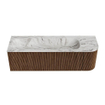 MONDIAZ KURVE-DLUX 145cm Meuble salle de bain avec module 25 D - couleur Walnut - 1 tiroir - 1 porte - vasque BIG LARGE gauche - 1 trou de robinet - couleur Glace SW1138063