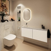 MONDIAZ TURE-DLUX Meuble toilette - 120cm - Talc - EDEN - vasque Opalo - position gauche - sans trou de robinet SW1104127