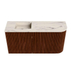 Mondiaz JOYA-DLUX 81.6cm meuble de toilette - arrondi droit couleur Ruby - Vasque FAYE position Gauche Sans trou de robinet couleur Nata. SW1425456