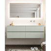 Mondiaz VICA ensemble de meuble de salle de bain - 150cm - meuble sous-vasque gris - 4 tiroirs - lavabo cloud droite - sans trou de robinet - miroir LED - version XL 60cm de haut SW1098187