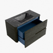 Mondiaz CIRO-DLUX Meuble de salle de bains - 90x45x50cm - lavabo solid surface Lava - 1 vasque centrale - sans trous de robinet - 2 tiroirs - Shadow SW1532300