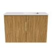 Mondiaz JOYA 60cm toiletmeubel - kleur Oak - Wastafel FAYE positie Rechts Zonder kraangat kleur Talc. SW1421105