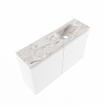 MONDIAZ TURE-DLUX Meuble de toilette 80cm Talc. EDEN lavabo Glace position droite. Avec 1 trou de robinet. SW1103097