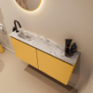 MONDIAZ TURE-DLUX Meuble toilette - 100cm - Ocher - EDEN - vasque Glace - position gauche - 1 trou de robinet SW1103392