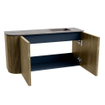 Mondiaz JOYA-DLUX 81.6cm meuble de salle de bains - arrondi gauche couleur Dusk - Vasque FAYE position Droite 1 trou de robinet couleur Oza. SW1426006