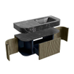 MONDIAZ THOR-DLUX 110cm meuble de salle de bains arrondi gauche + droite couleur Shadow avec 1 tiroir et 2 portes. Vasque suspendue CLOUD droite sans trou de robinet couleur Lava. SW1462875