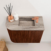 Mondiaz JOYA-DLUX 51.6cm toiletmeubel - ronding links kleur Ruby - Wastafel FAYE positie Rechts 1 kraangat kleur Oza. SW1425526