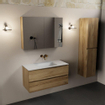 Mondiaz AIVY Ensemble de meuble - 100x45x50cm - 0 trous de robinet - 1 vasque Talc Solid surface - Centre - 2 tiroirs - avec miroir - Melamine Chai SW892226