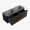 Mondiaz CIRO-DLUX Ensemble de meubles de salle de bains - 140x45x50cm - Vasque solid surface Oza - 2 bacs Double - 2 trous de robinet - 4 tiroirs - Noyer SW1530635
