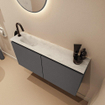 MONDIAZ TURE-DLUX meuble WC 100 cm Dark Grey. EDEN lavabo Opalo position gauche. Avec 1 trou de robinet. SW1104265