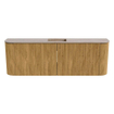 Mondiaz JOYA-DLUX 123.2cm toiletmeubel - ronding links en rechts kleur Oak - Wastafel FAYE positie Midden Zonder kraangat kleur Saba. SW1424251