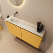 MONDIAZ TURE-DLUX Meuble toilette - 100cm - Ocher - EDEN - vasque Ostra - position gauche - sans trou de robinet SW1104955