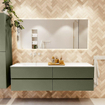 Mondiaz VICA Ensemble meuble de salle de bains - 170cm - army - 4 tiroirs - Lavabo MOON - gauche - sans trou de robinet - couleur talc - Version XL 60cm de haut SW1189222