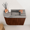 Mondiaz JOYA-DLUX 51.6cm toiletmeubel - ronding links kleur Ruby - Wastafel FAYE positie Rechts 1 kraangat kleur Sombra. SW1425680