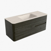 Mondiaz CIRO-DLUX Meuble de salle de bains - 120x45x50cm - Plan-vasque en solid surface Meli - 1 lavabo au milieu - sans trous de robinet - 2 tiroirs - Shadow SW1532510