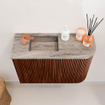 Mondiaz JOYA-DLUX 61.6cm toiletmeubel - ronding rechts kleur Ruby - Wastafel FAYE positie Links 1 kraangat kleur Oza. SW1425528