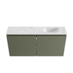 MONDIAZ TURE-DLUX Meuble WC 100cm Army. Lavabo EDEN Opalo position droite. Avec 1 trou de robinet. SW1104196