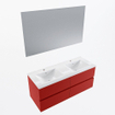 Mondiaz VICA ensemble de meuble de salle de bain - 120cm - meuble sous-vasque fire - 4 tiroirs - lavabo denia double - 2 trous de robinet - couleur Blanc Brillant - miroir LED - version XL 60cm de haut SW1091922