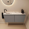 MONDIAZ TURE-DLUX 100cm toiletmeubel Smoke. EDEN wastafel Glace positie links. Met 1 kraangat. SW1103557