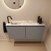 MONDIAZ TURE-DLUX Meuble toilette - 100cm - Smoke - EDEN - vasque Glace - position gauche - 1 trou de robinet SW1103557