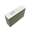 MONDIAZ TURE-DLUX Meuble de toilettes 80 cm Army. EDEN vasque Frappe position gauche. Sans trou de robinet. SW1102636