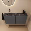 MONDIAZ TURE-DLUX Meuble toilette - 100cm - Dark Grey - EDEN - vasque Lava - position gauche - sans trou de robinet SW1103774