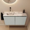 MONDIAZ TURE-DLUX Meuble de toilettes 80cm Greey. Lavabo EDEN Glace position gauche. Sans trou de robinet. SW1103291